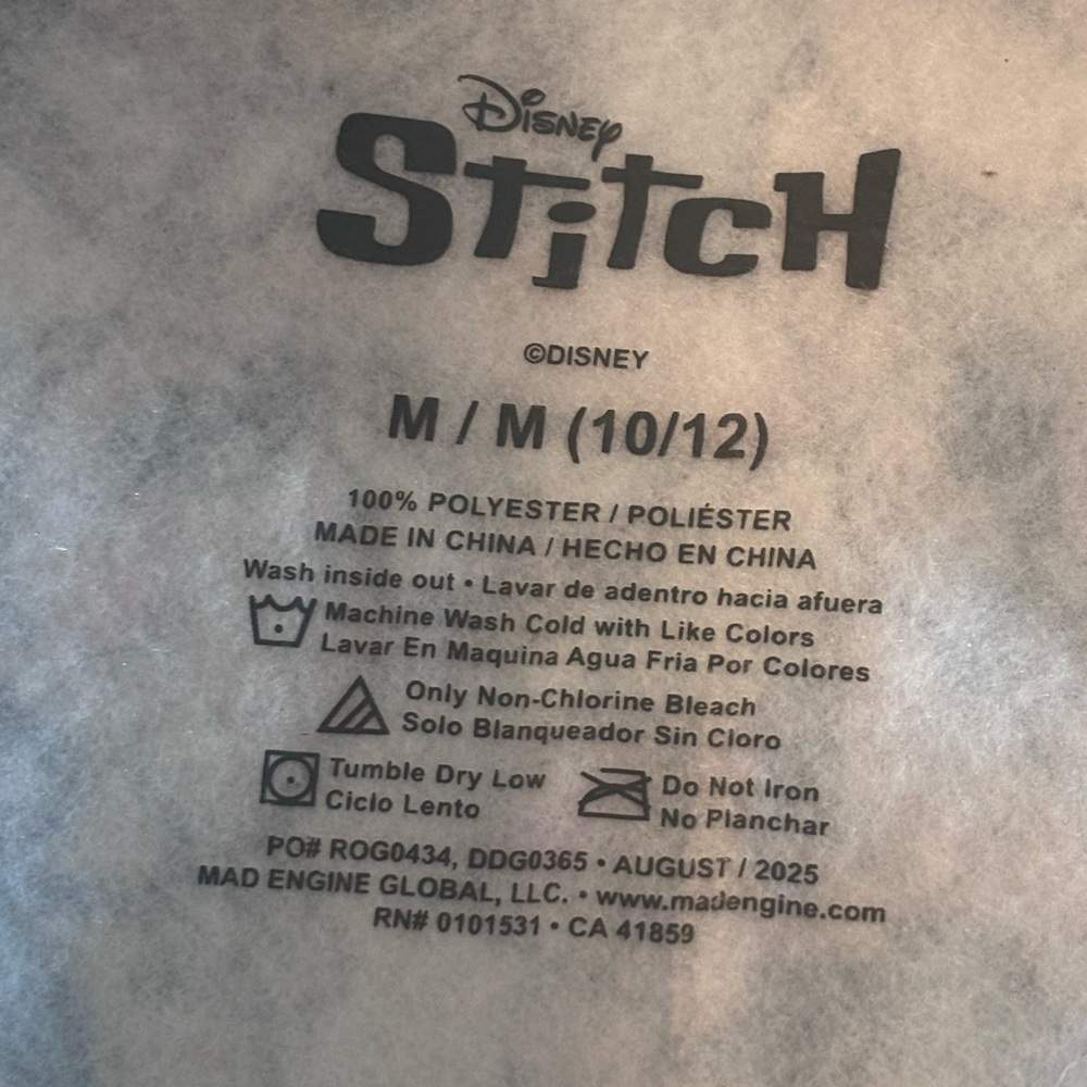 Disney Stitch and Angel Blue and Pink Zip-Up Hoodie Youth Medium 10-12 NWOT - Picture 8 of 8